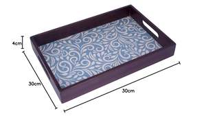 Bandeja de Servir Decorativa de Madera con Diseño Floral, Bandeja para Servir Té, Café y Aperitivos, Decoración Elegante para el Hogar, Organizador de Mesa - Product Image 4