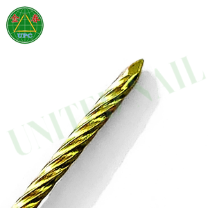 Clavo de Acero Chapado en Amarillo con Cabeza a Cuadros y Cuerpo Roscado para Construcción |   Clavos sueltos con revestimiento amarillo - Product Image 6