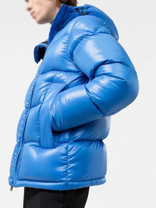 Chaqueta Acolchada Personalizada con Logotipo, Color Azul, Dos Bolsillos Laterales, Capucha Clásica, Manga Larga, para Hombre, Otoño, Casual, Cuello Alto - Product Image 4