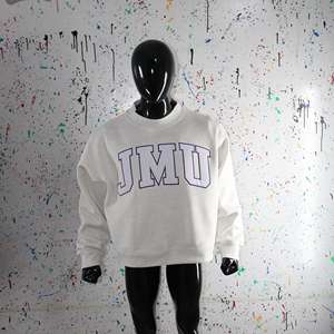 Sweat-shirt à col montant JMU ASH GREY 100% coton avec broderie appliquée blanche, col large, CLUSH SPORTS - Product Image 2