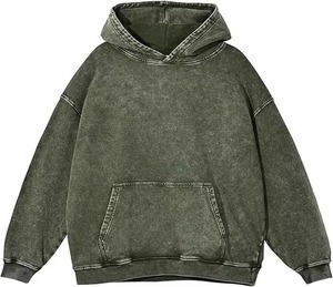 Premium Acid Wash Oversized Hoodie <b>Vintage</b> Stone Washed High Street Cotton Pullover <b>Sweatshirt</b> For Urban Fashion - Product Image 1