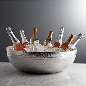 Seau à glace de luxe en aluminium martelé argenté, refroidisseur de vin et de boissons, bol à champagne en acier inoxydable pour hôtel, bar, fête, vaisselle de table - Product Image 1