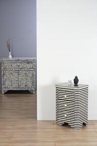 Mesa de Cajones con Incrustaciones de Hueso de ILAHI, Diseño Moderno con Detalles de Ágata, Almacenamiento de Tres Niveles, Mueble Portátil para el Hogar - Product Image 3