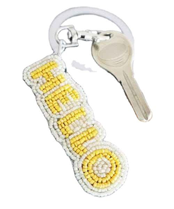 Nouveau Porte-clés Rectangulaire Tequila Brodé de Perles Blanches et Jaunes, Fait Main, Breloque de Sac, Accessoire de Bijouterie, Cadeau pour Elle - Product Image 1