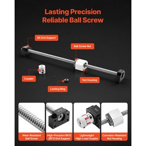 Kit Guida Lineare HGR20 con 2 Binari da 600mm, 1 Vite a Ricircolo di Sfere, 4 Blocchi Scorrevoli Tipo BF12/BK12 - Product Image 3