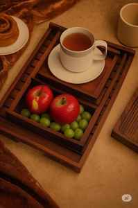 Ensemble de plateaux en bois de Sheesham de qualité supérieure, faits à la main, style rustique indien, plats de service écologiques, vaisselle en bois pour la cuisine et la salle à manger - Product Image 4