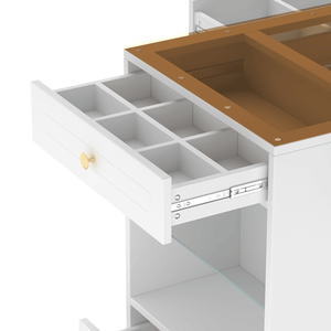 Armadio a isola con 6 cassetti, scaffali aperti, guardaroba per camera da letto, porta gioielli, vano espositivo in vetro, ripiani aperti superiori - Product Image 4