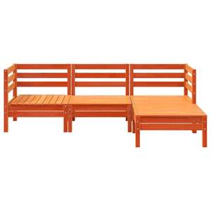 Sofá Modular Grande de Madera de Pino Sólido Color Cera Marrón, Muebles de Jardín Cómodos y Elegantes para Exteriores - Product Image 4