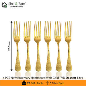 Couteaux à dîner en acier inoxydable avec revêtement PVD or Nouveau design martelé au romarin - Product Image 3