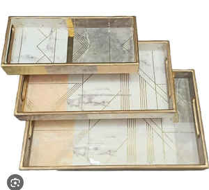 Bandeja de servicio MDF impresa a mano de la mejor calidad al mejor precio Bandeja de servicio decorativa impresa a mano hecha a mano - Product Image 3