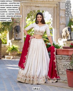 Kanaklata Zari Lehenga Choli-Wedding Diwali & Party Traditional Floor-Length Vichitra Silk with Sun Protection Quick Dry - Product Image 3