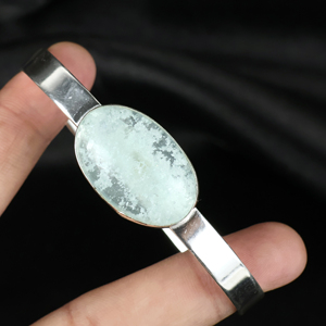 Top Selling Aqua Crackle Glass <b>Bracelet</b> 925 Sterling <b>Silver</b> Plated Adjustable <b>Cuff</b> <b>Bracelet</b> for Women Handmade Fashion Jewelry - Product Image 3