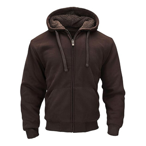 Custom Zip-Up <b>Hoodie</b> for <b>Men</b> Plus Size Winter 100% Cotton Fleece <b>Sherpa</b> Lined Hoodies for Sale - Product Image 1