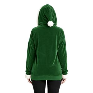 Sweat à capuche OEM de luxe en velours chaud d'hiver, épais, avec bordure en fausse fourrure, pour femme, idéal pour les fêtes de Noël - Product Image 2