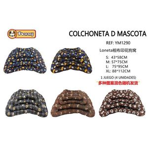 Ensemble de lit pour animaux de compagnie Yommy 4 pièces, lit pour chien imprimé à carreaux, tailles S, M, L, XL - Product Image 1