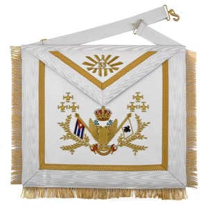 Delantal Masónico del 33º Grado del Rito Escocés - Estilo Étnico, Tela de Terciopelo, Bordado a Mano con Alas de Hilo Dorado, Banderas de TODOS LOS PAÍSES PERSONALIZADAS - Product Image 1