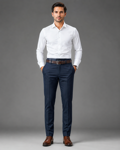 Pantalon habillé décontracté pour homme Active Squad, coupe droite, en molleton 100 % coton, poids moyen, boutonné, infroissable, avec ceinture, devant plat - Product Image 4