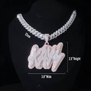 Collar con Colgante de Letra de Moissanita de Alta Calidad, Plata 925, con Incrustaciones de Moissanita, Collar con Nombre Personalizado para Hombre, Joyería Hip Hop, Regalo - Product Image 6