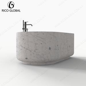 Bañera Moderna de Lujo Independiente de Mármol Blanco Carrara, Accesorio de Baño con Diseño Elegante - Product Image 6