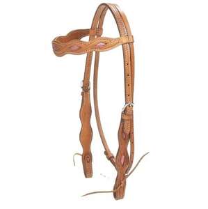 Muserolle de cheval en cuir marron durable de qualité supérieure, motif gravé à la main, réglable, style western, avec ferrures en laiton massif pour l'entraînement - Product Image 1