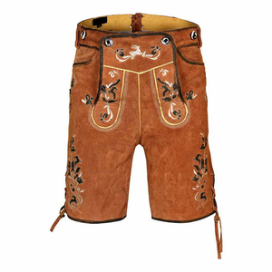 Nouveau design élégant : Short en cuir véritable pour homme, style bavarois Lederhosen avec bretelles, tenue allemande décontractée et solide. Vente en gros. - Product Image 1