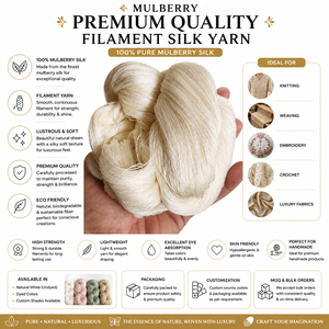 Fil de Soie de Mûrier 100% Pur, Fil de Soie Naturel Blanc Premium en Bobines pour Tissage, Tricot, Broderie, Crochet - Product Image 6
