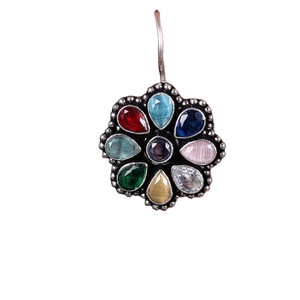 ต่างหูห่วงทรงหยดน้ำสีแดงลายดอกไม้สไตล์โบฮีเมียนประดับเพทายเงินชุบทองเหลือง |   เครื่องประดับวินเทจสำหรับงานปาร์ตี้ ของขวัญสำหรับ - Product Image 1