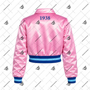 Custom Greek Jack And Jill Of America Inc Clothing Embroidered Satin Crop Bomber Jacket College Jacket Greek Paraphernalia - Product Image 2