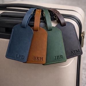 Wholesale Genuine Leather Luggage <b>Tags</b> Bulk Travel <b>Name</b> Cards Handcrafted Cowhide Suitcase <b>Tags</b> With Buckles LMP-0154 - Product Image 2
