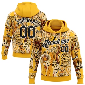 Sudadera con Capucha Deportiva de Diseño Personalizado con Patrón 3D en Dorado, Negro y Blanco, Estilo Tigre, Venta Directa de Fábrica - Product Image 1