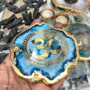 <b>Agate</b> Gold Rim <b>Coaster</b> Pink Electroformed Rim Carved Nautical Style Handmade 4-5 Inches Natural Gemstone Eco-Friendly Antique - Product Image 3