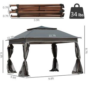 Gazebo Moderno Impermeabile per Esterni, Tenda Pop-Up in Acciaio e Tessuto per Cortile - Product Image 5