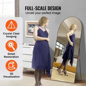 <b>Large</b> Free Standing Aluminum Alloy <b>Frame</b> 71 X 32 Arched Full Length Floor Mirror Hanging Wall Mounted Stand with Fr Design - Product Image 3