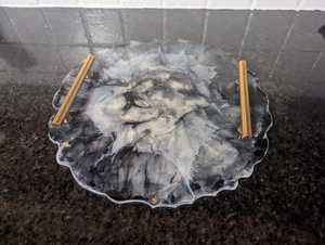 High Quality Handmade Resin Art <b>Decor</b> Tray with Customizable Design Floral Pattern for Vanity <b>Dressing</b> <b>Table</b> - Product Image 3
