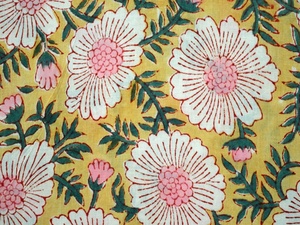 Daisy Flower Hand Block Print Cotton Fabric Yard Jaipur Indian Animal Pattern Block Print Textile Eco-Friendly - Product Image 2