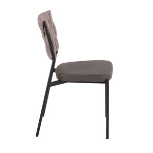 Set di 2 Sedie da Pranzo Contemporanee Tania Intrecciate in Tessuto Marrone Chiaro con Metallo Nero e Ecopelle Grigia - Product Image 3
