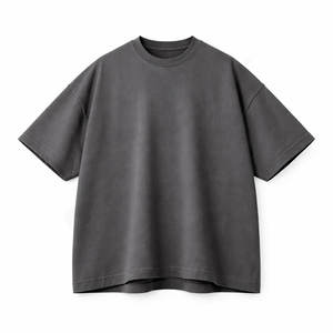 T-shirt formel pour homme en coton épais 280 g/m², coupe droite, tricoté sur le devant, effet délavé vintage et usé - Product Image 5