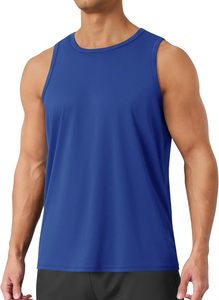 Camiseta sin mangas para hombre, negra, cuello redondo, de secado rápido, tejida en poliéster, color sólido, informal, para fitness. - Product Image 6