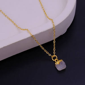 Collar Ajustable de Cuarzo Rosa Natural con Baño de Oro Rosa para Mujer, 18+2 Pulgadas de Largo - Product Image 3