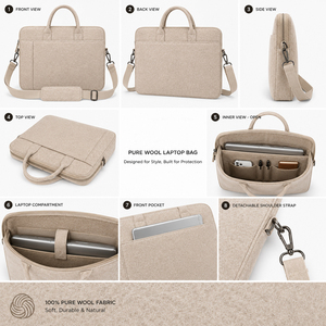 Sacoche Moderne en Pure Laine pour Ordinateur Portable avec Bandoulière Amovible/Lightweight Protective Carry Case for 15.6-Inch Laptops - Product Image 6