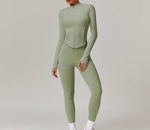 Conjunto de Yoga para Mujer de 2 Piezas, Cintura Alta, Color Sólido, Transpirable, para Gimnasio y Entrenamiento - Product Image 3