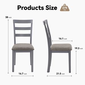 Set di sedie da pranzo in stile fattoria 2 sedie da cucina in legno massello con gambe alte scaletta posteriore antiscivolo piedi robusti da pranzo - Product Image 3