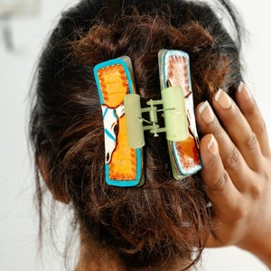 Pinzas para el pelo de cuero mecanizado a mano de alta calidad, accesorios occidentales para el cabello, pinzas para el pelo de cuero de vaca genuino Floral de lujo - Product Image 2