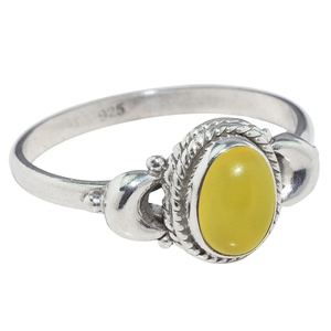 Superbe Bague Chrétienne Bohème en Argent Sterling 925 avec Pierre de Lune Verte Incroyable, Sertie en Bezel, Certifiée par un Certificat Tierce Partie, Bijou Unisexe - Product Image 1
