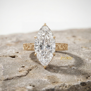 Bague de fiançailles tendance Art Déco en argent 925 avec diamant de laboratoire taille marquise unique 10-12 carats pour femme, idéale pour les fêtes, mariages et anniversaires - Product Image 2