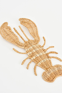 Décoration murale artisanale en rotin en forme de homard, art mural animalier côtier, décoration murale nautique, homard en fibre naturelle, accent décoratif pour la maison - Product Image 2
