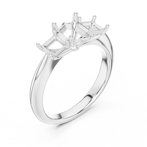 Elegante Anillo de Halo con Tres Diamantes Cultivados en Laboratorio, Corte Asscher y Princesa, Oro Blanco Sólido de 14k, Certificado GRA, Anillo de Boda para Mujer - Product Image 5