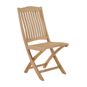 La silla plegable presenta un respaldo contorneado estilo listones y un diseño plegable que ahorra espacio, fabricada con madera de teca maciza. - Product Image 2
