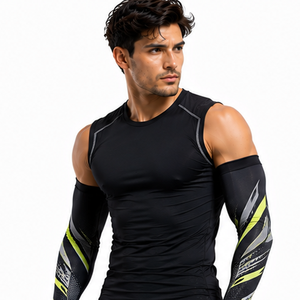 Mangas de compresión para hombre, personalizadas, deportivas, atléticas, para correr, ciclismo, fitness, entrenamiento, transpirables, elásticas, de soporte y protección. - Product Image 2