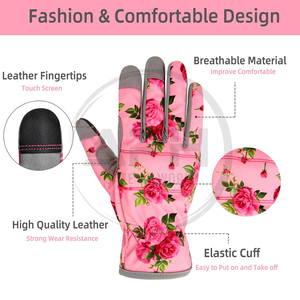 Meilleur Prix Nouveauté Gants de Jardinage Imprimés Floraux pour Femmes, Paume Douce, Poignet Élastique, pour Plantation en Extérieur - Product Image 2